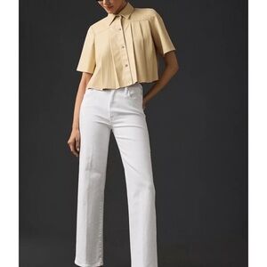 MOTHER White High-Rise Straight Leg Jeans